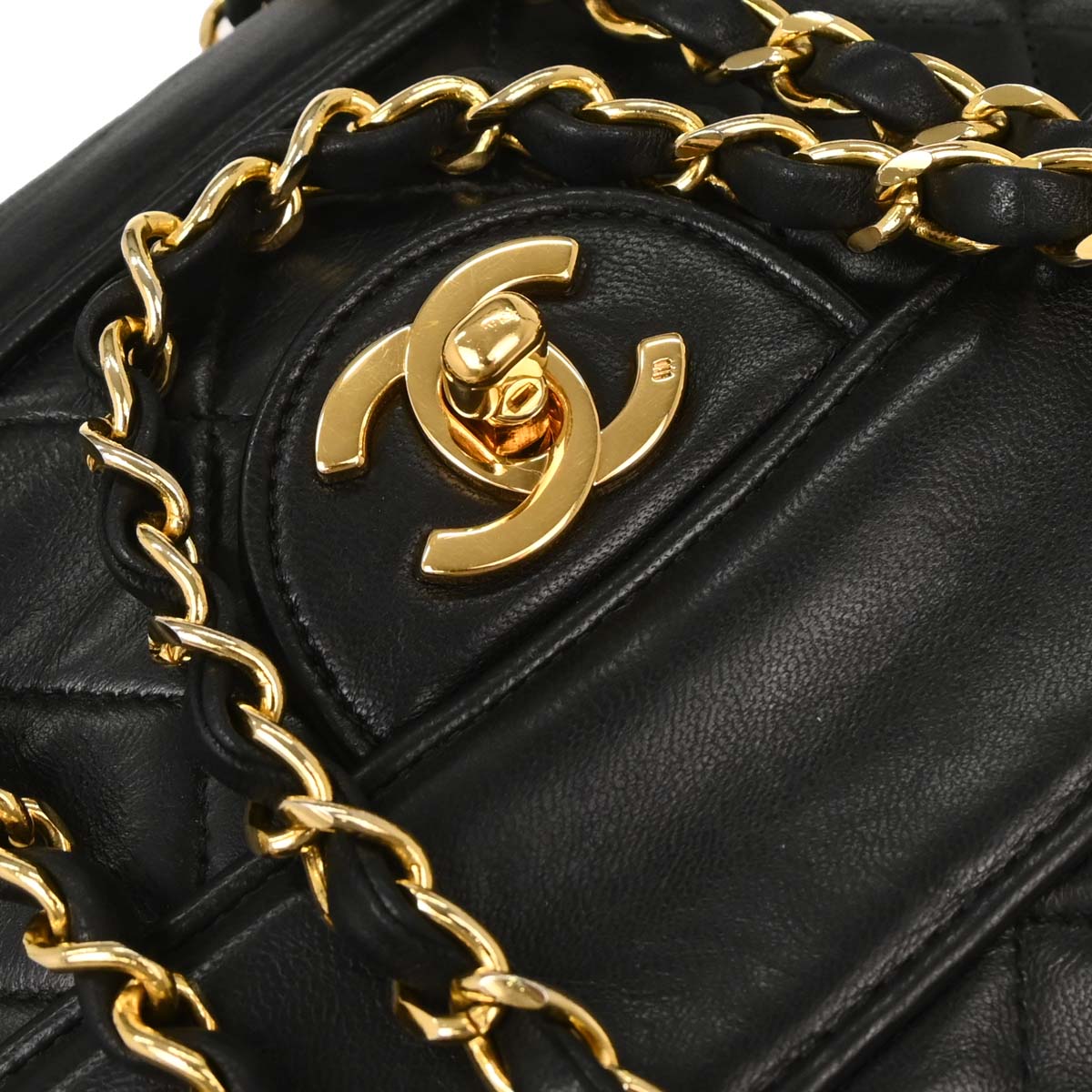 Chanel 1989-1991 Black Lambskin Shoulder Bag