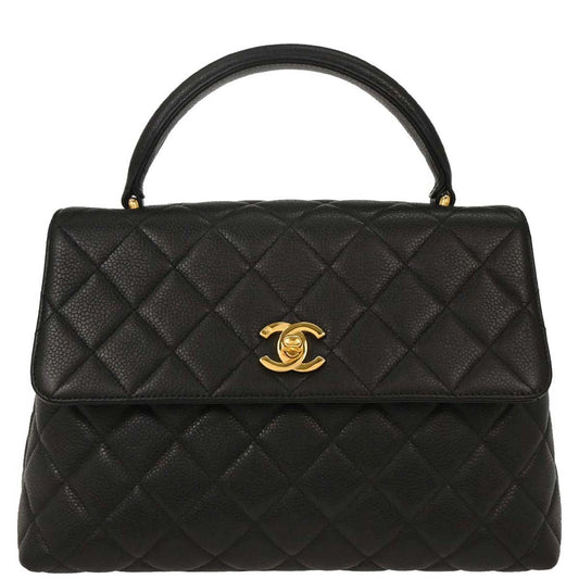Chanel 1996-1997 Black Caviar Kelly Handbag