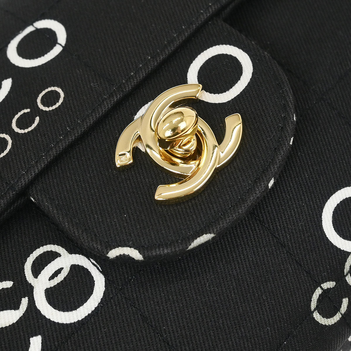 Chanel 2000-2002 Black Canvas COCO East West Choco Bar Shoulder Bag