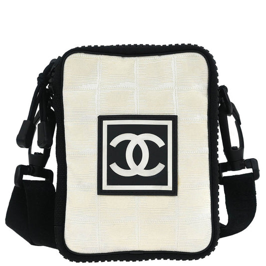 Chanel 2003-2004 White Nylon Travel Line Shoulder Bag