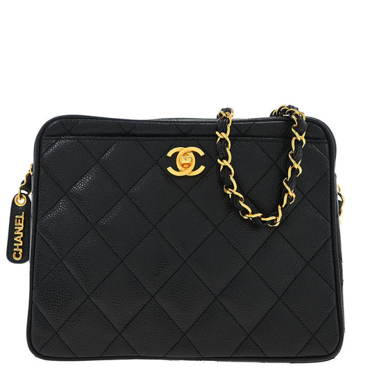 Chanel 1996-1997 Black Caviar Camera Bag