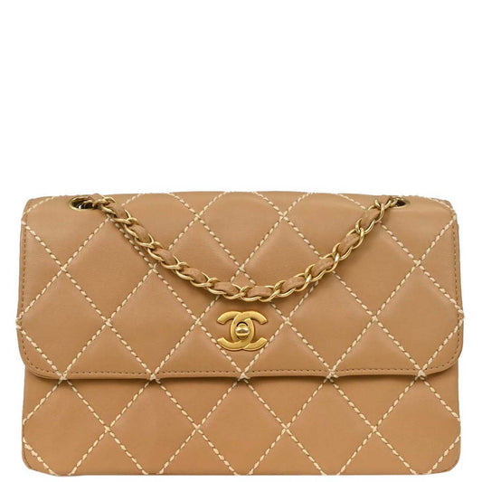 Chanel 2003-2004 Beige Calfskin Shoulder Bag