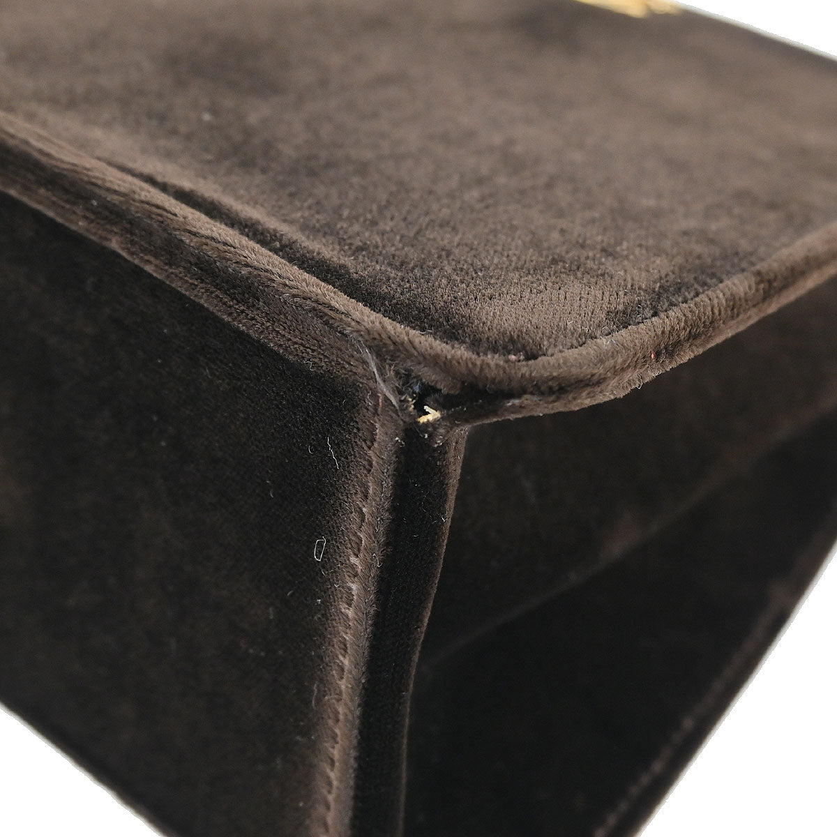 Chanel 1997-1999 Dark Brown Velvet Double Sided Turnlock Handbag
