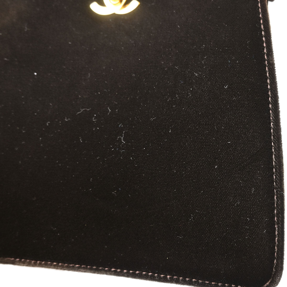 Chanel 1997-1999 Dark Brown Velvet Double Sided Turnlock Handbag