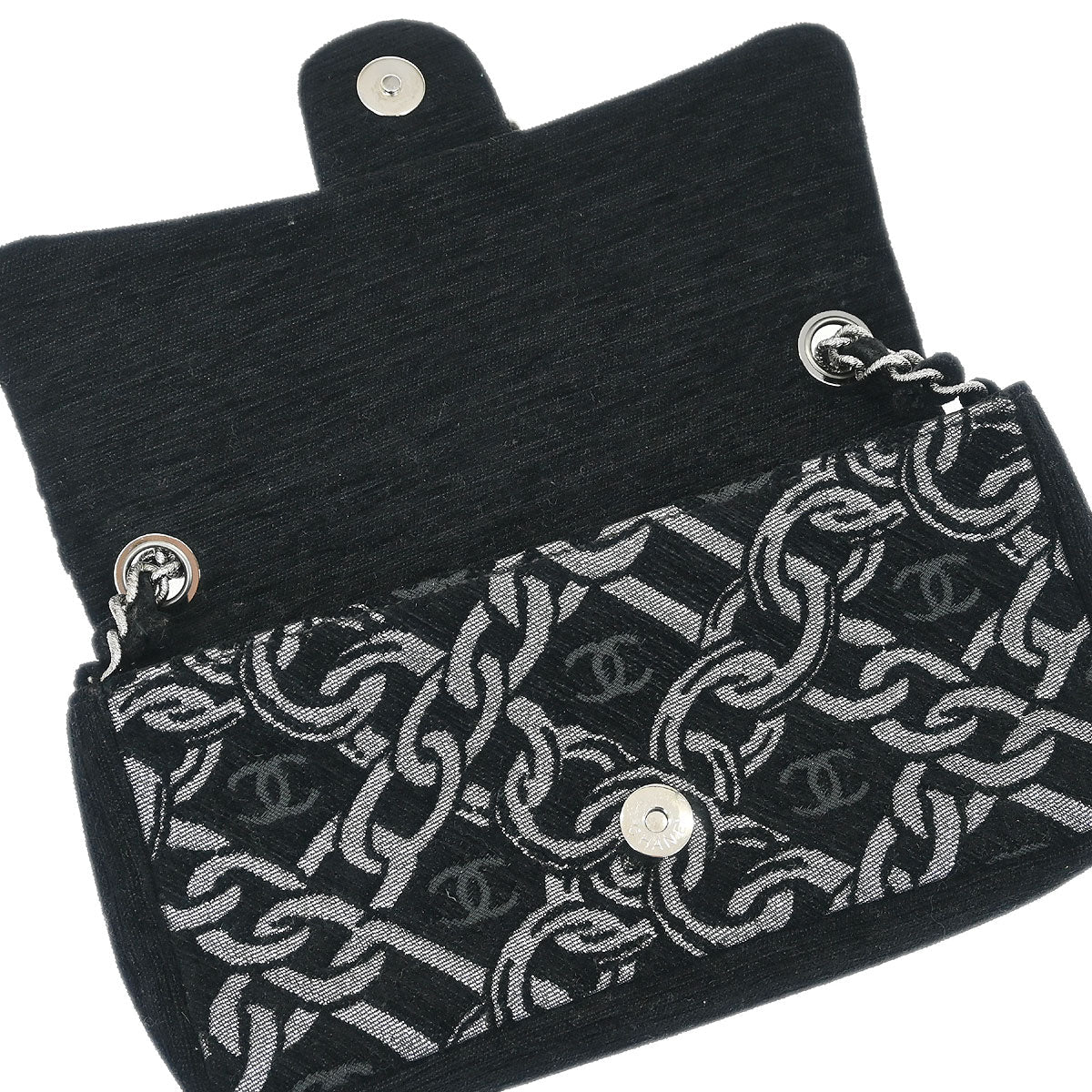 Chanel 2005-2006 Black Canvas Chain Print Handbag