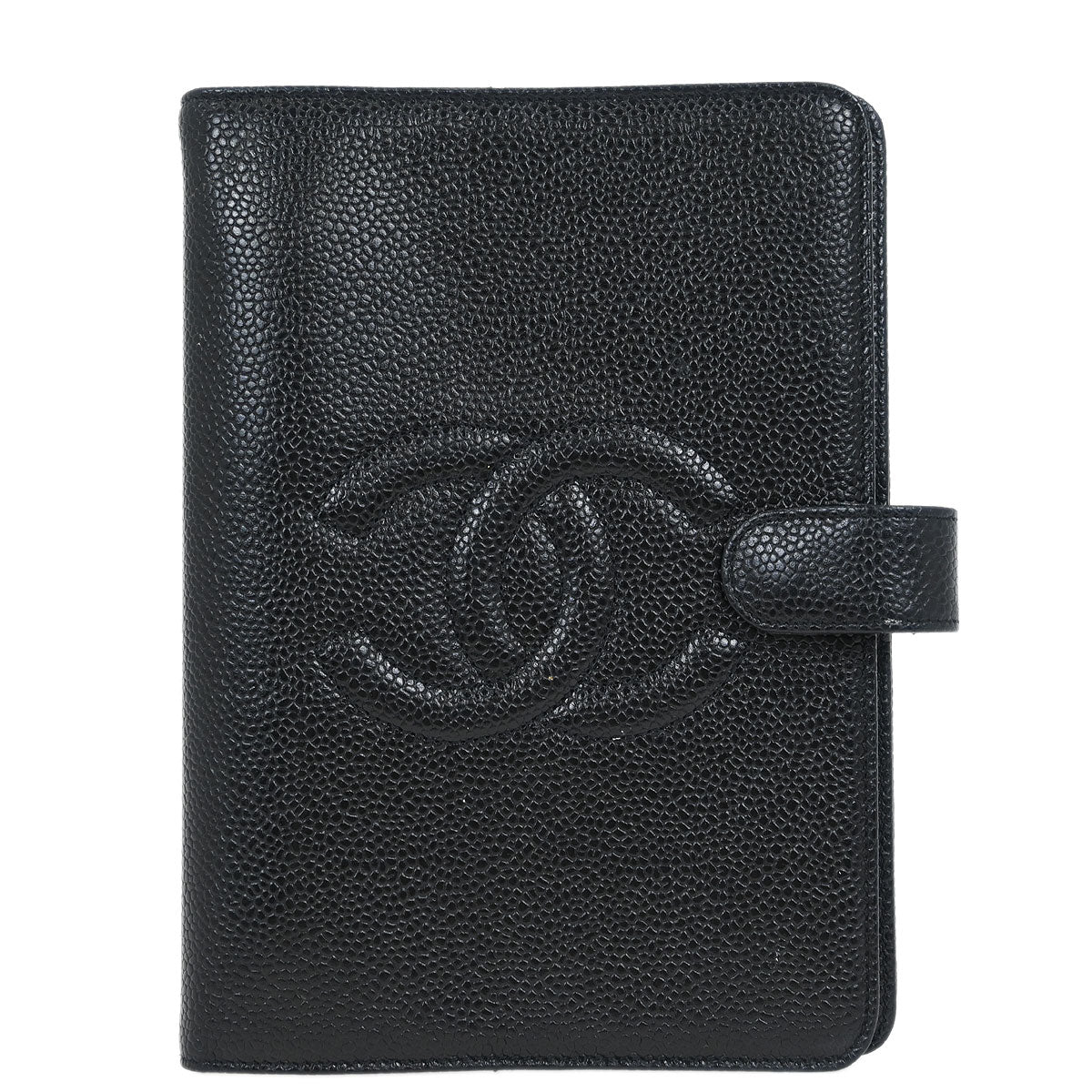 Chanel 1997-1999 Black Caviar Note Book Cover Small Good