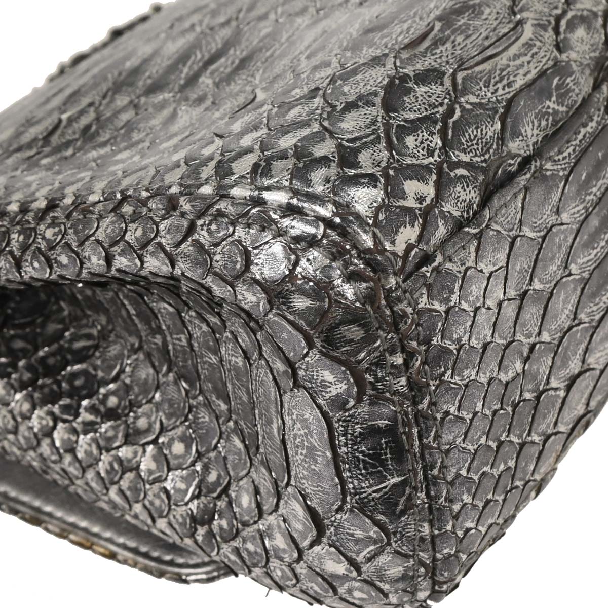 Chanel * 2006-2008 Silver Python Medium Single Flap Shoulder Bag