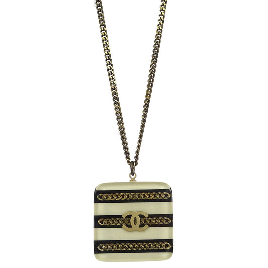 Chanel Gold Square Chain Pendant Necklace 06A