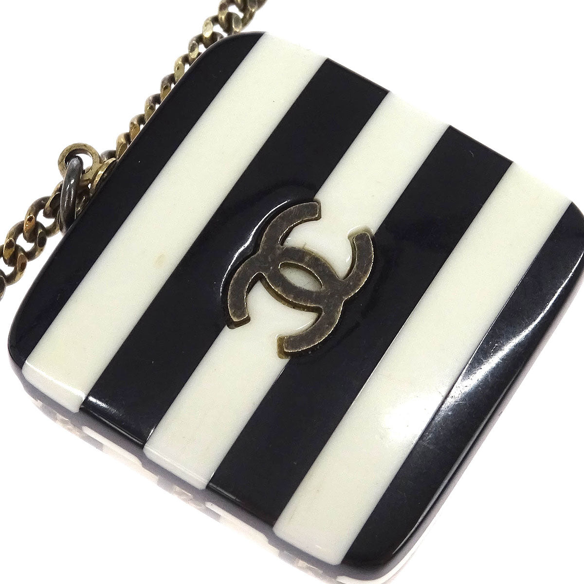 Chanel Gold Square Chain Pendant Necklace 06A