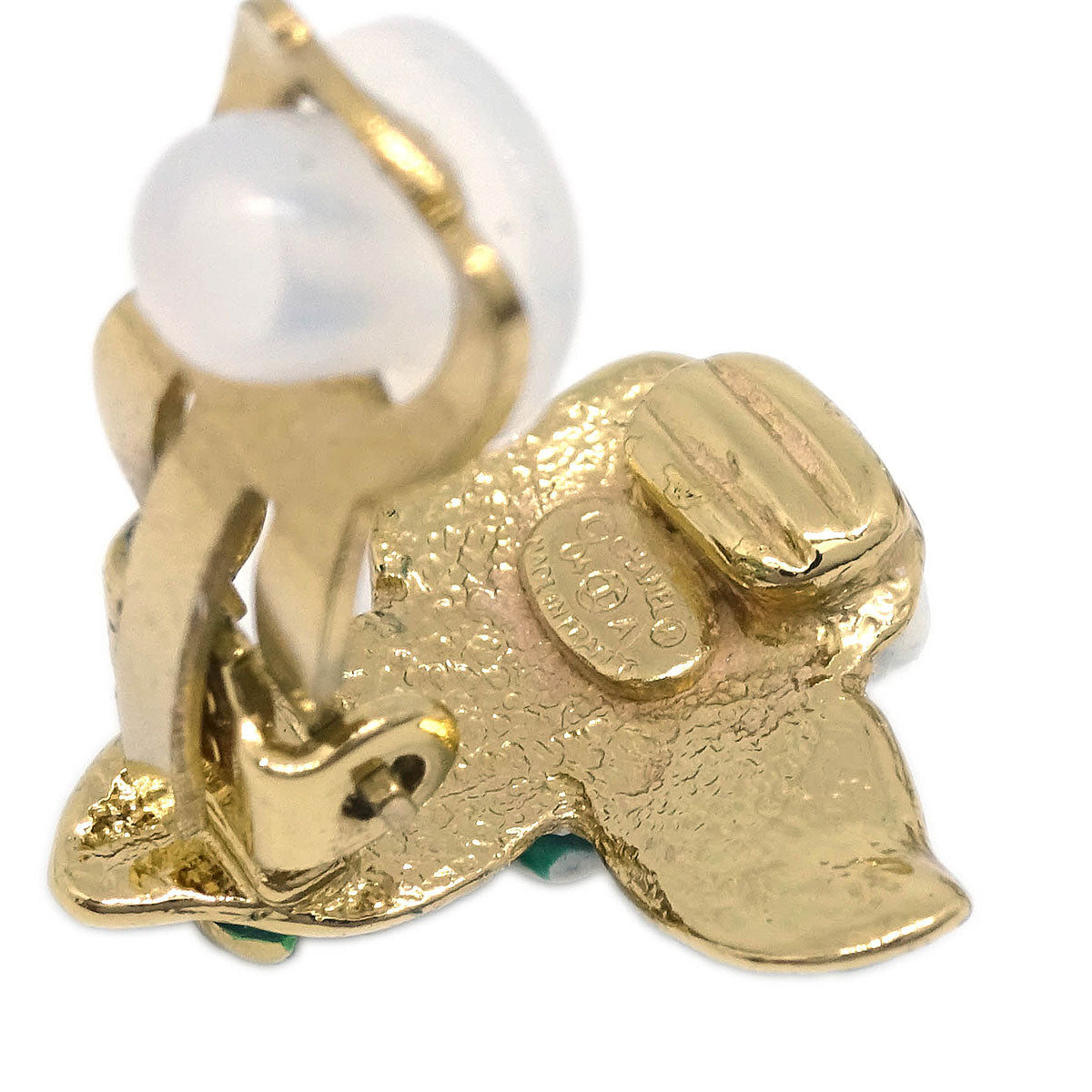 Chanel Gold White Camellia Earrings Clip-On 04A