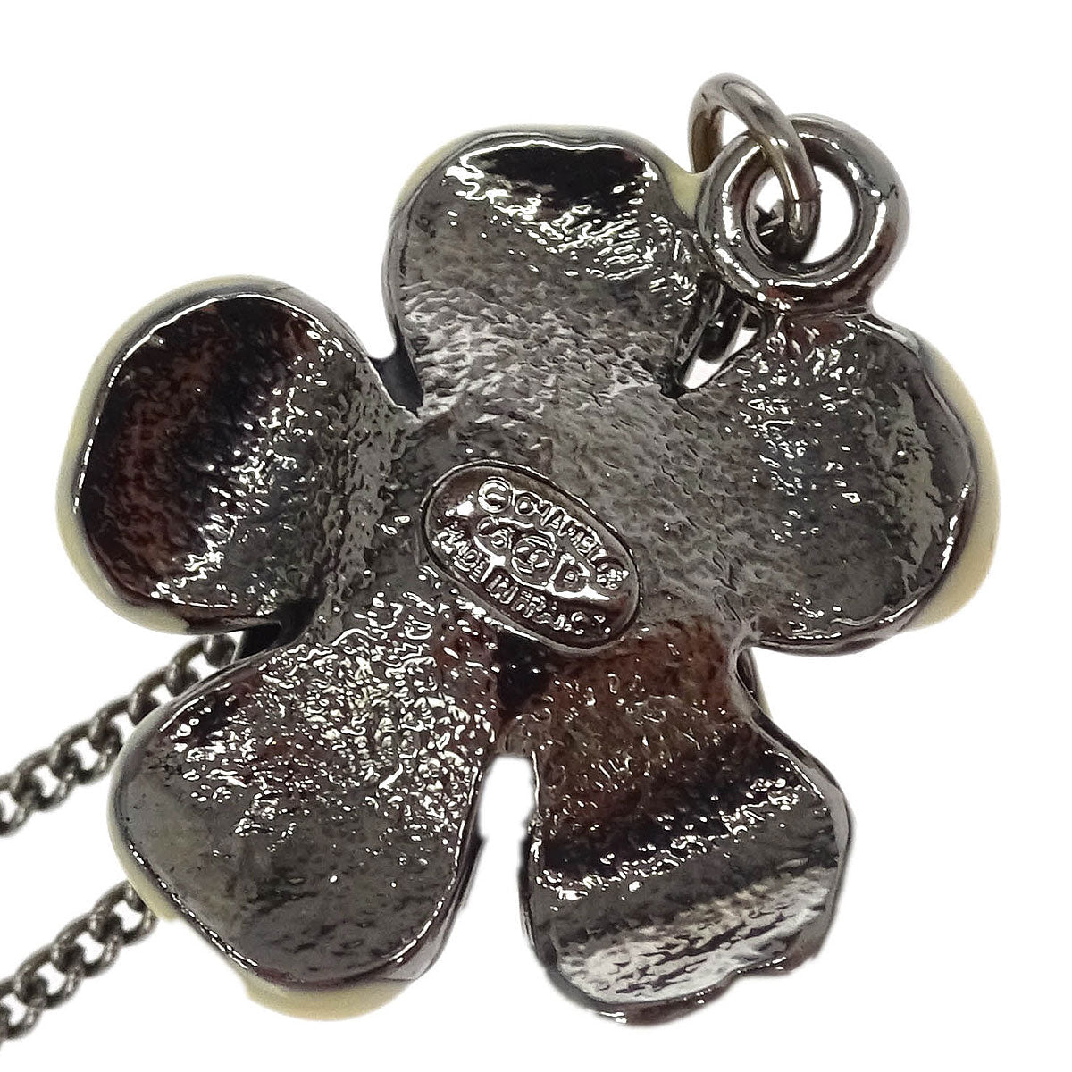 Chanel Flower Pendant Necklace Silver 06P