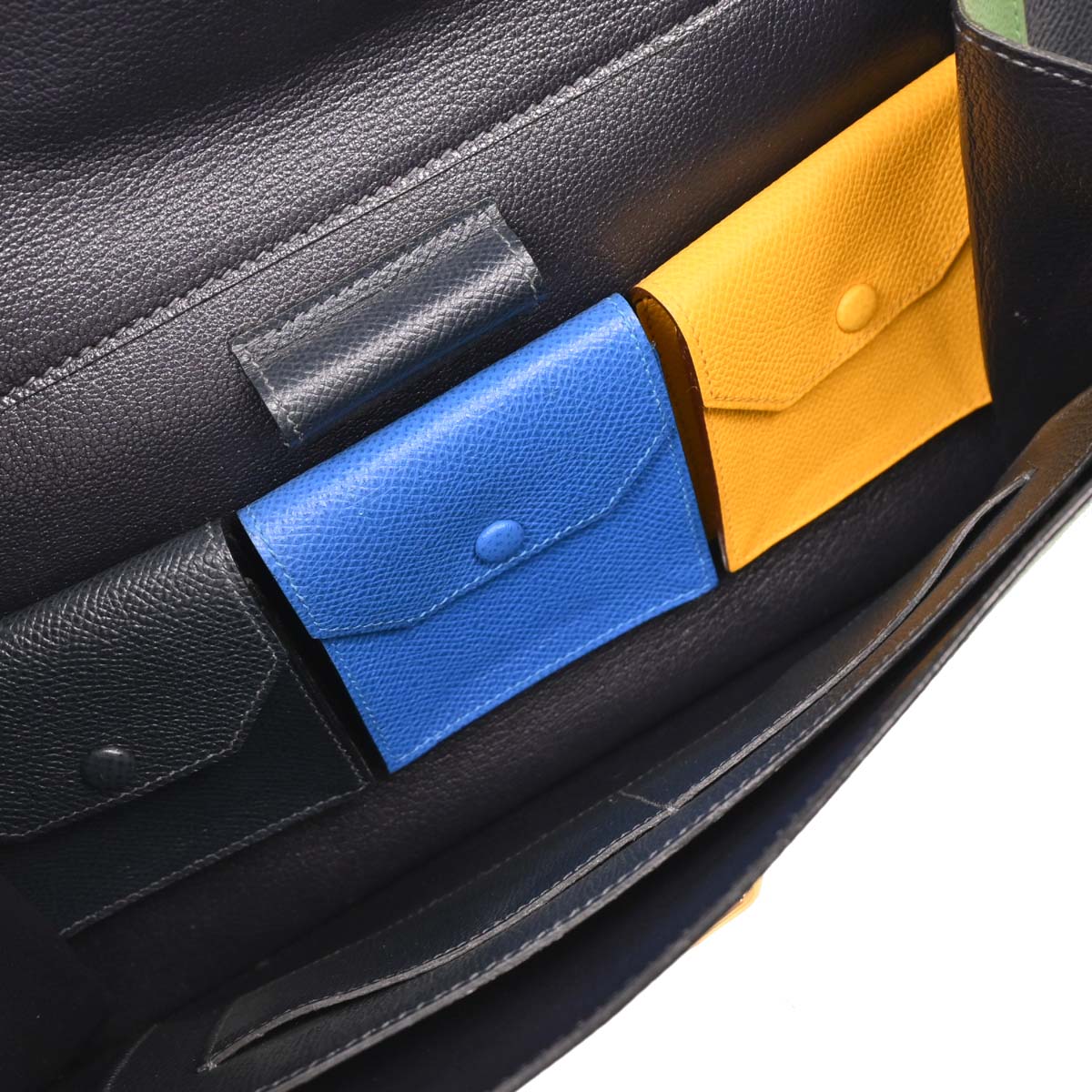 Hermes Green Blue Indigo Courchevel Lorraine Handbag