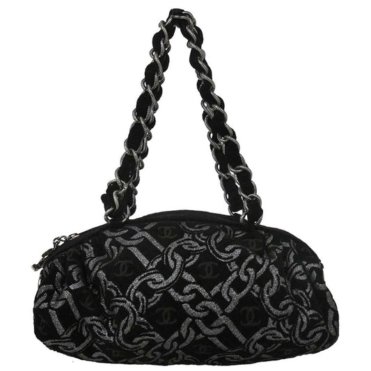 Chanel 2005-2006 Black Canvas Chain Print Handbag