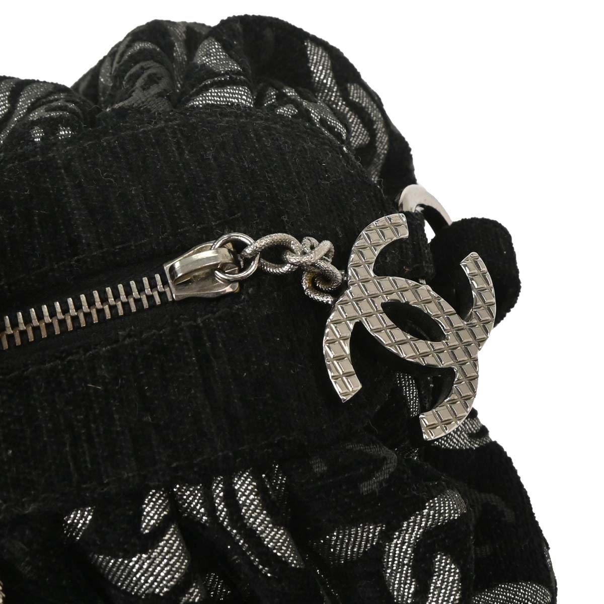 Chanel 2005-2006 Black Canvas Chain Print Handbag