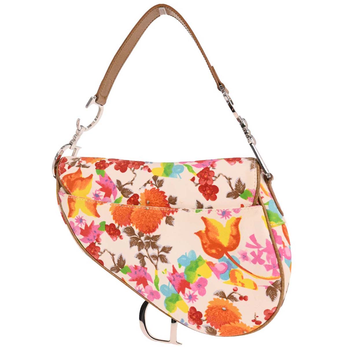 Christian Dior Multicolor Floral Saddle Handbag