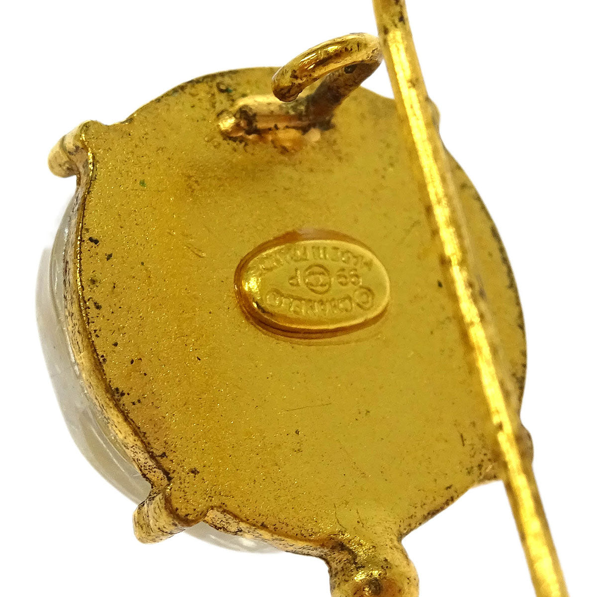 Chanel Piercing Earrings Clear Button 99P