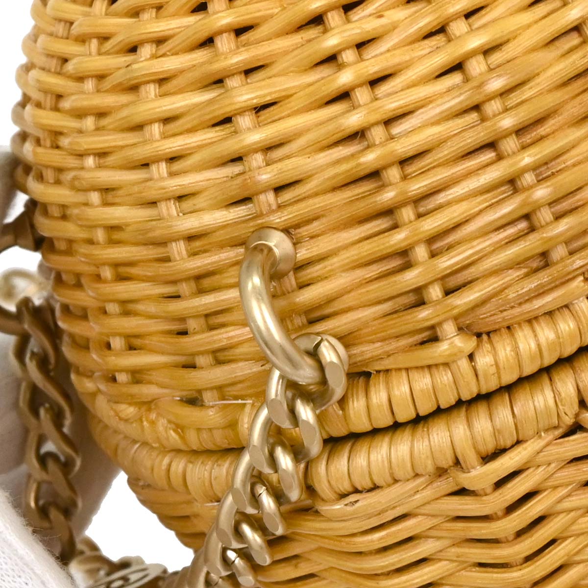 Chanel Beige Rattan Heart Lock Basket Bag 2way Shoulder Handbag