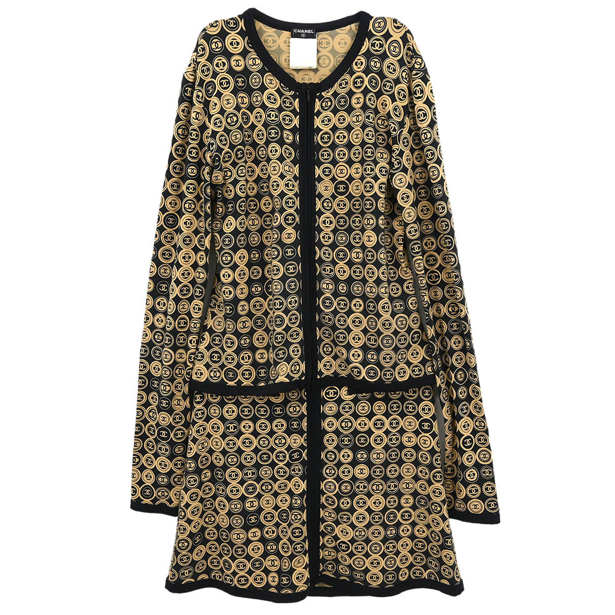 Chanel Setup Suit Zip Up Top Skirt Black 03P #38 #34