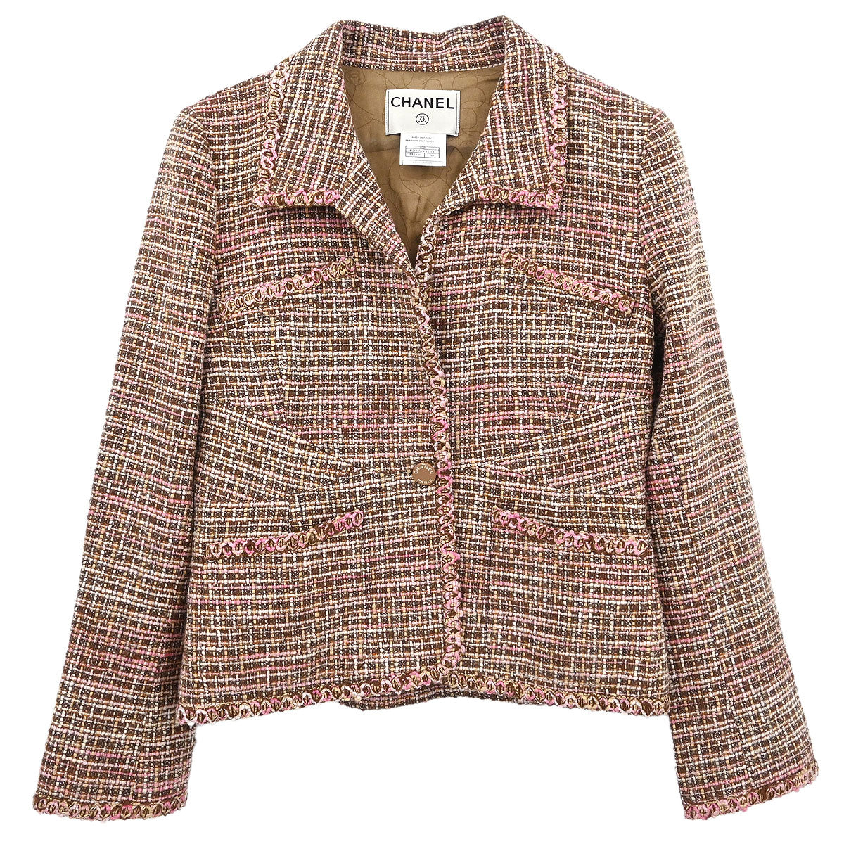 Chanel Single Breasted Jacket Brown #38