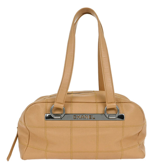 Chanel Beige Caviar Wild Stitch Choco Bar Handbag