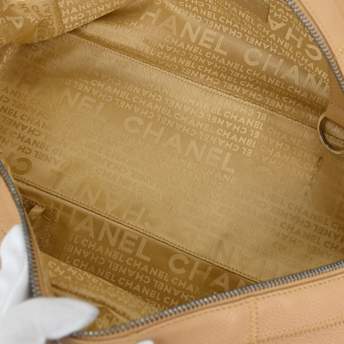 Chanel Beige Caviar Wild Stitch Choco Bar Handbag