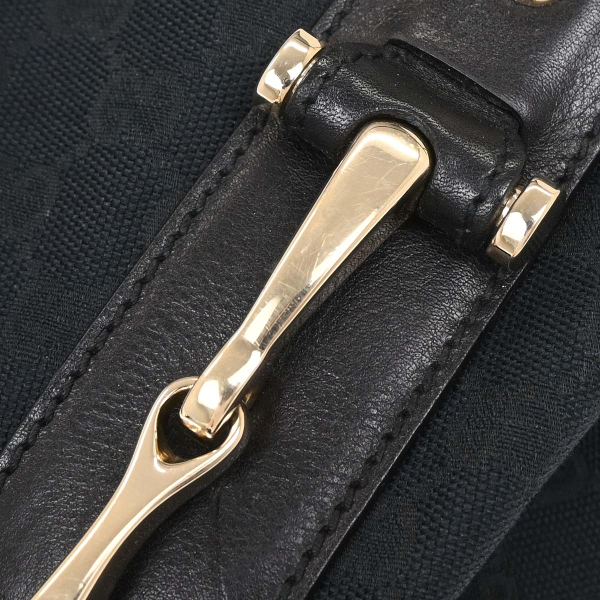 Gucci Black Canvas GG Horsebit Handbag