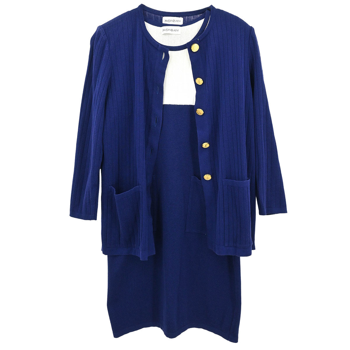Yves Saint Laurent Setup Cardigan Dress Navy #M