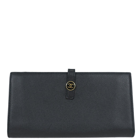 Chanel 2003-2004 Black Caviar Long Wallet Purse
