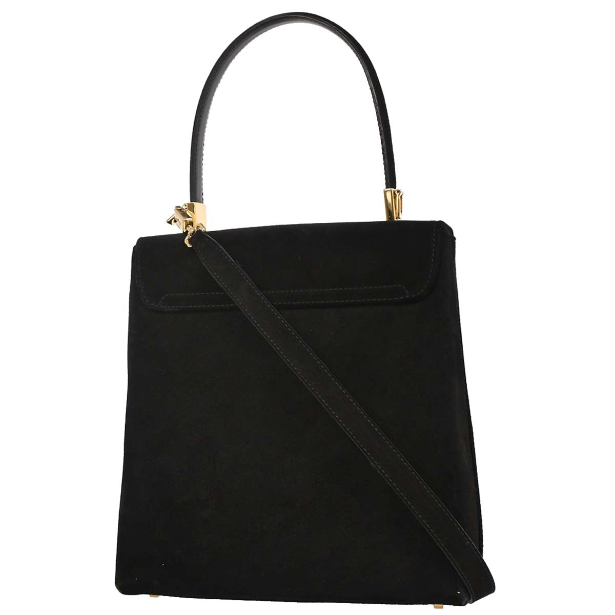 Salvatore Ferragamo Black Suede Gancini 2way Shoulder Handbag