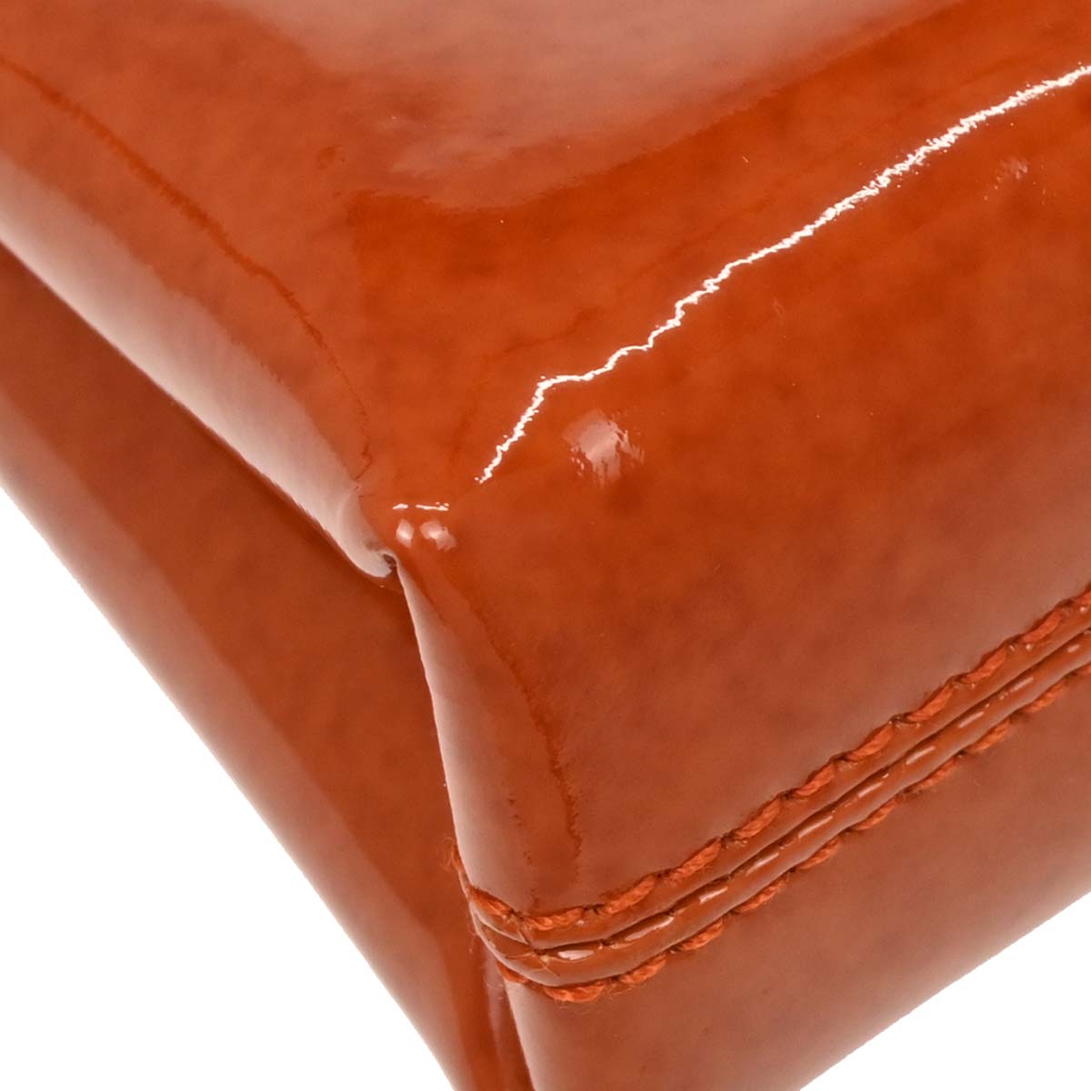 Bvlgari Orange Suede Patent Leather Handbag