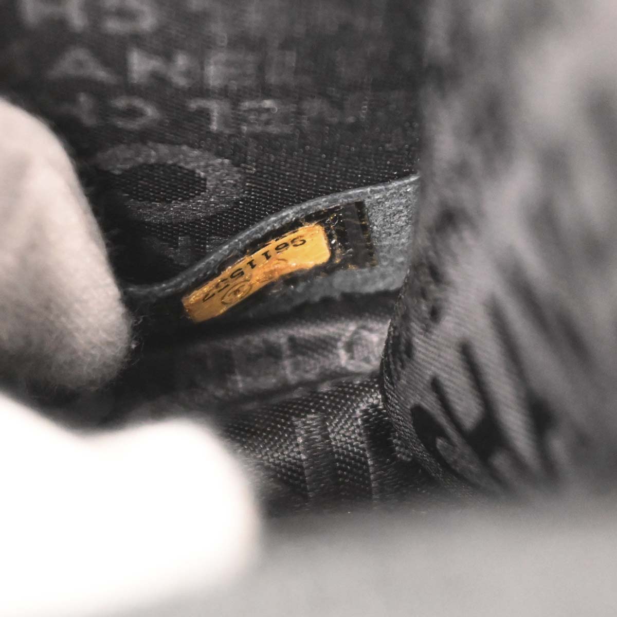 Chanel 2004-2005 Black Canvas Emblem Shoulder Bag