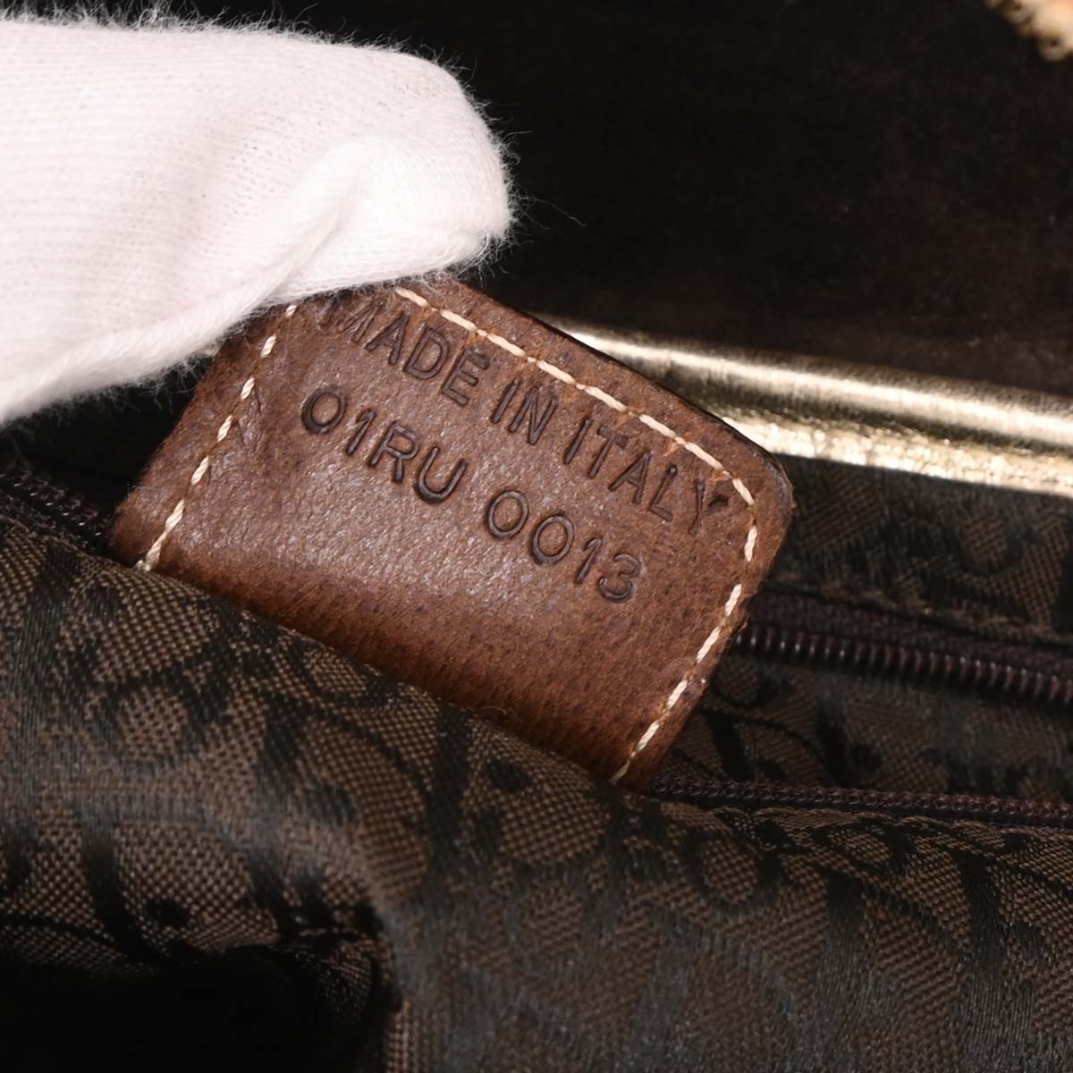 Christian Dior 2003 Gold Leather Canvas Saddle Handbag