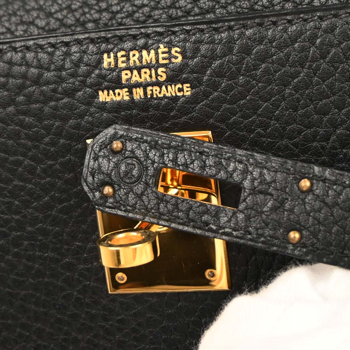 Hermes 1996 Black Ardennes Kelly 35 Sellier 2way Shoulder Handbag