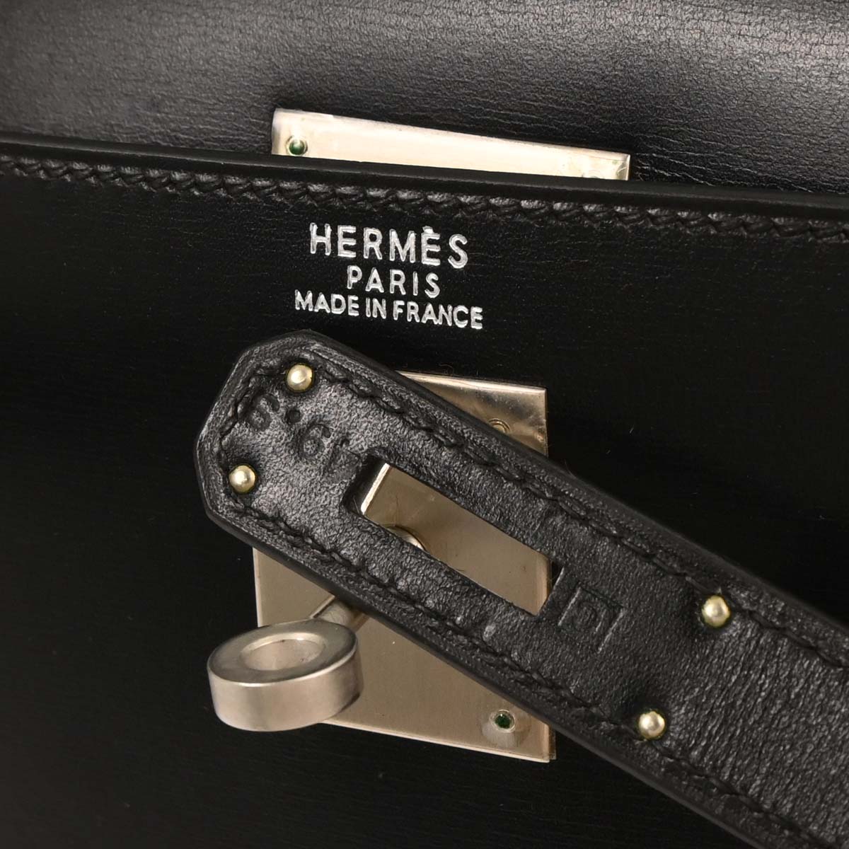 Hermes 1999 Black Box Calf Kelly 32 Sellier 2way Shoulder Handbag