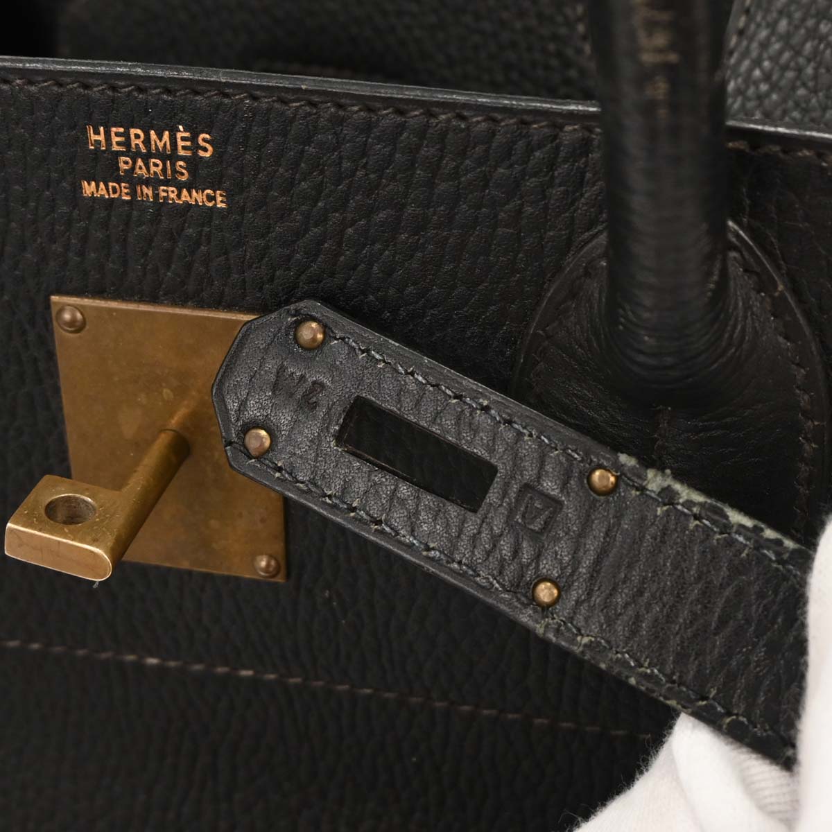 Hermes 1997 Black Taurillon Clemence Haut a Courroies 45 Handbag