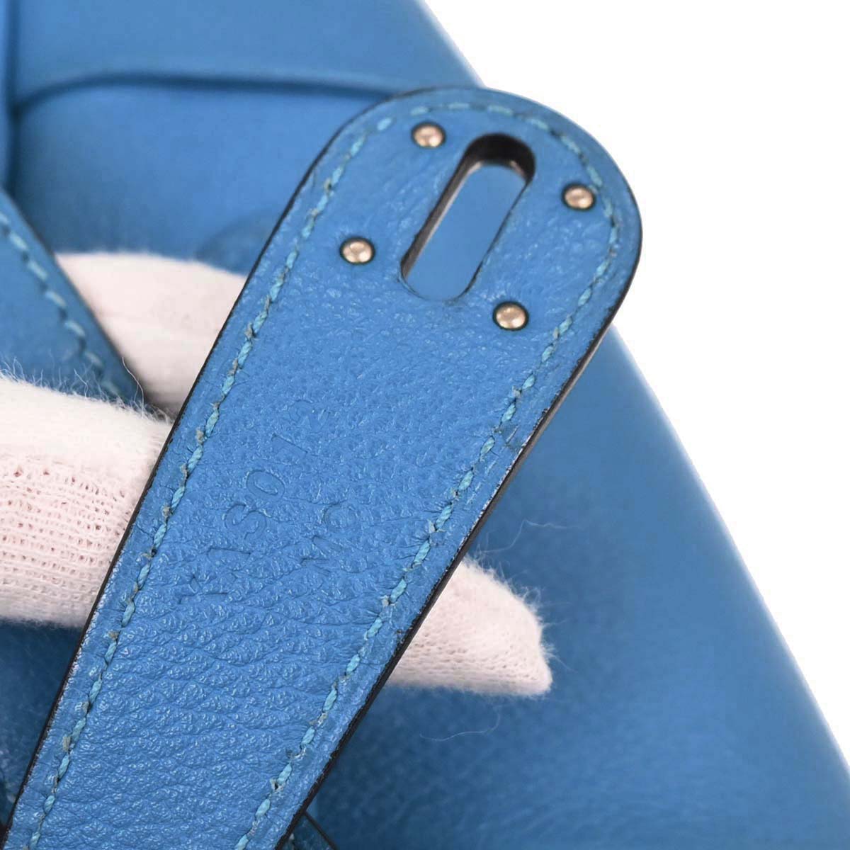 Hermes Blue Zanzibar Evercolor Lindy 34 Shoulder Bag