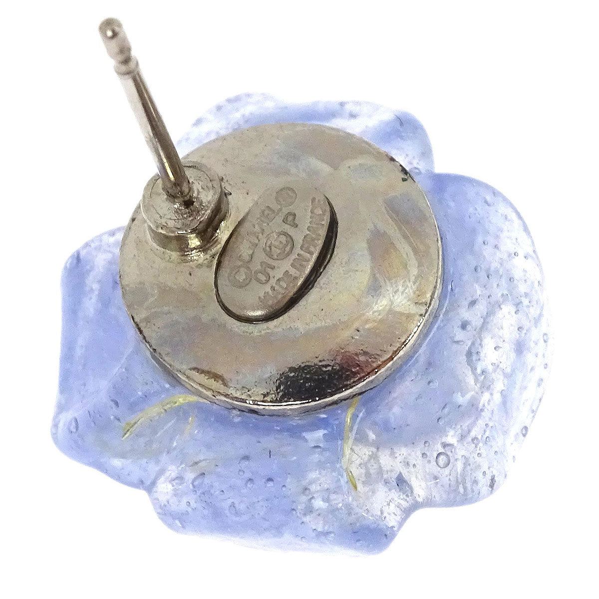 Chanel Camellia Piercing Earrings Silver Purple01P