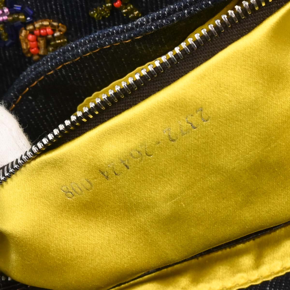 Fendi Navy Denim Beaded Baguette Handbag