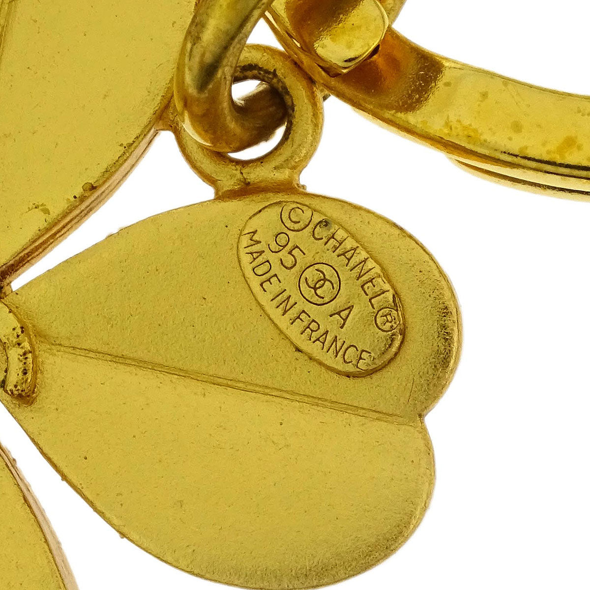 Chanel Gold Key Holder Bag Charm Clover Small Good 95A