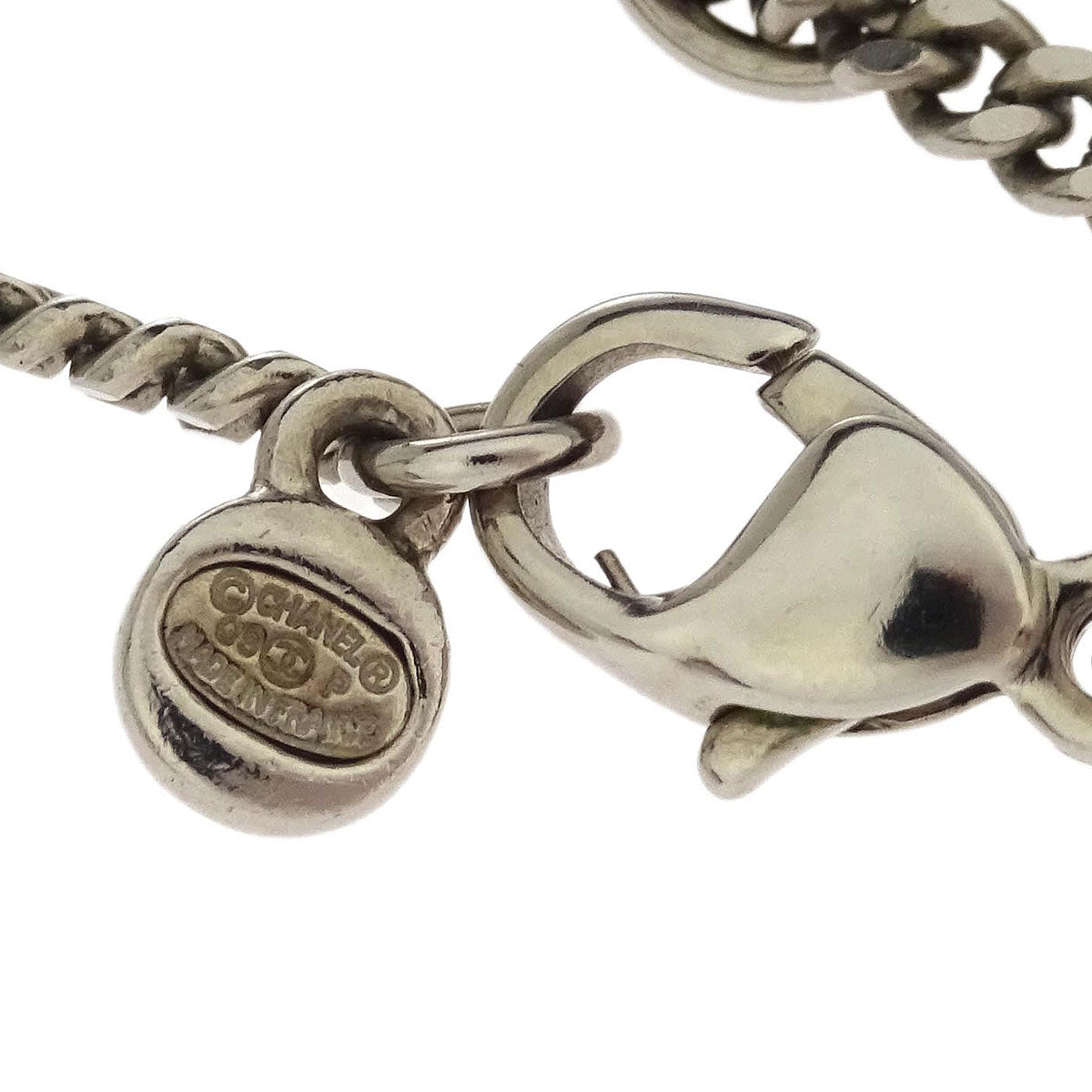 Chanel Chain Necklace Silver Rectangle 09P