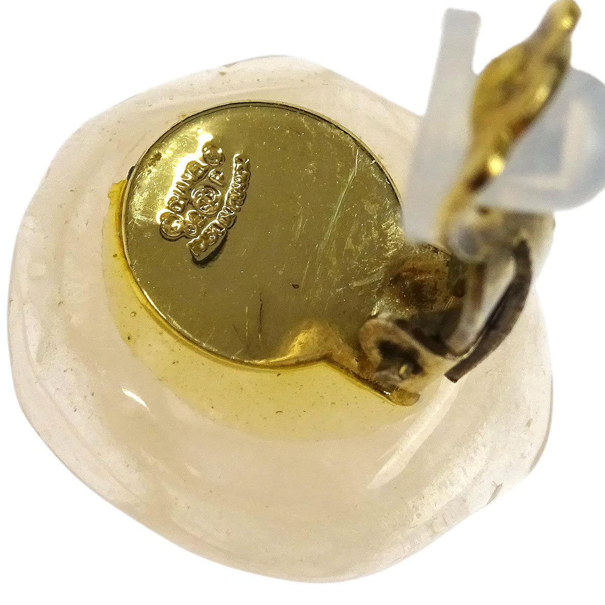 Chanel Gold Clear Camellia Earrings Clip-On 02P