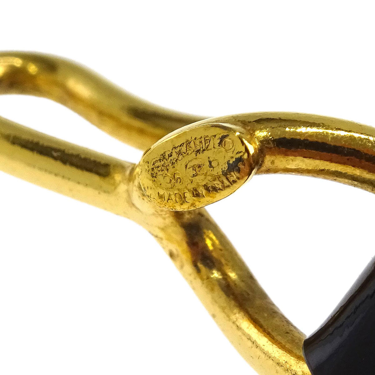 Chanel CC Rhinestone Patent Leather Chain Choker Necklace Gold 96P