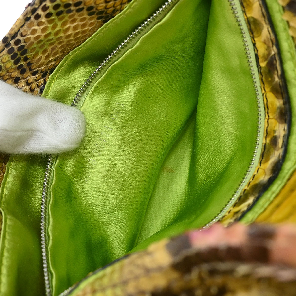 Fendi *Yellow Python Baguette Handbag