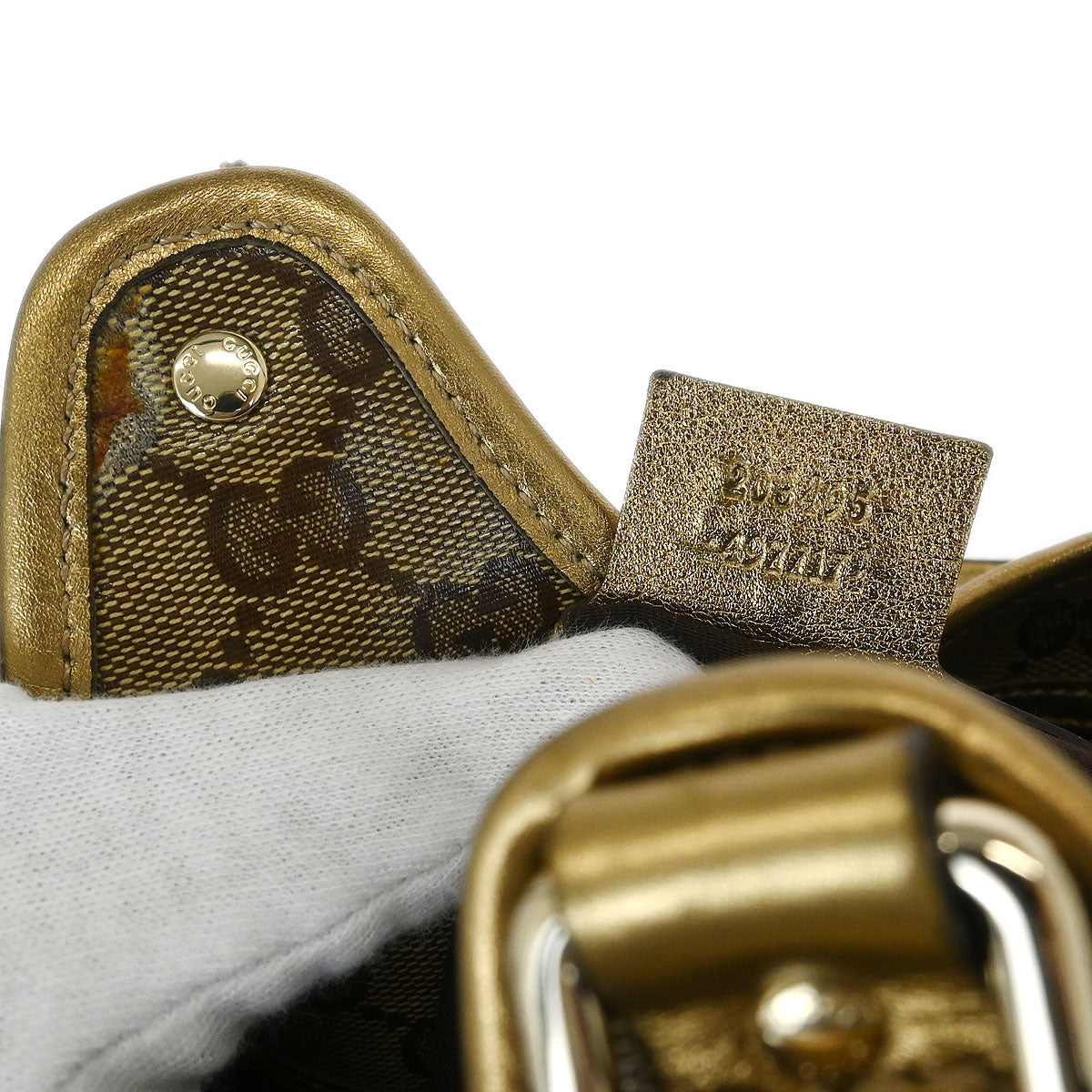 Gucci Gold Brown GG Crystal Handbag