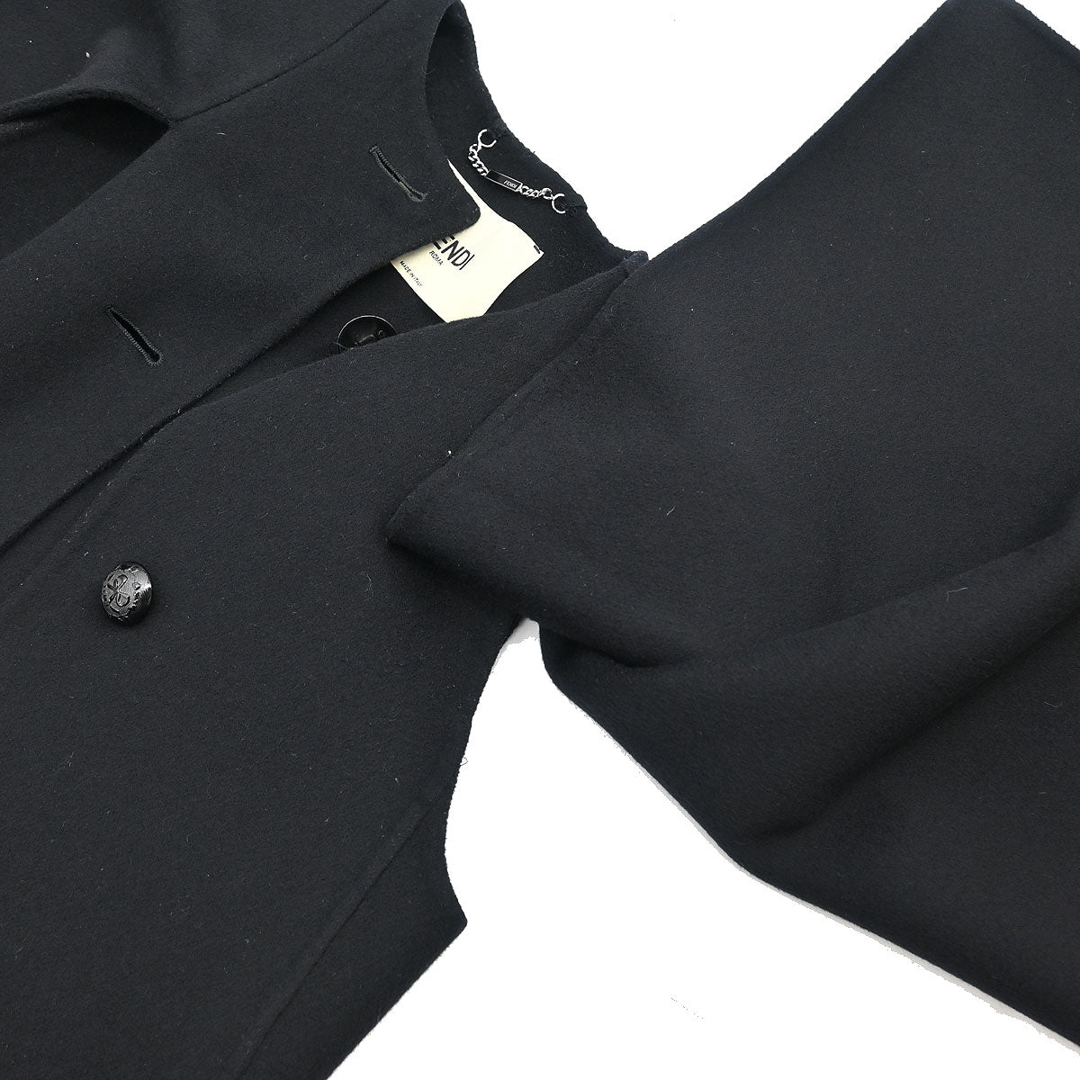 Fendi * Collarless Single Breasted Coat Black #36