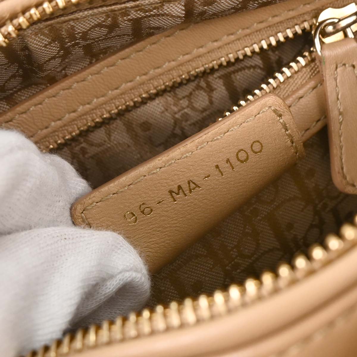 Christian Dior Beige Lambskin Medium Lady Dior Cannage 2way Shoulder Handbag