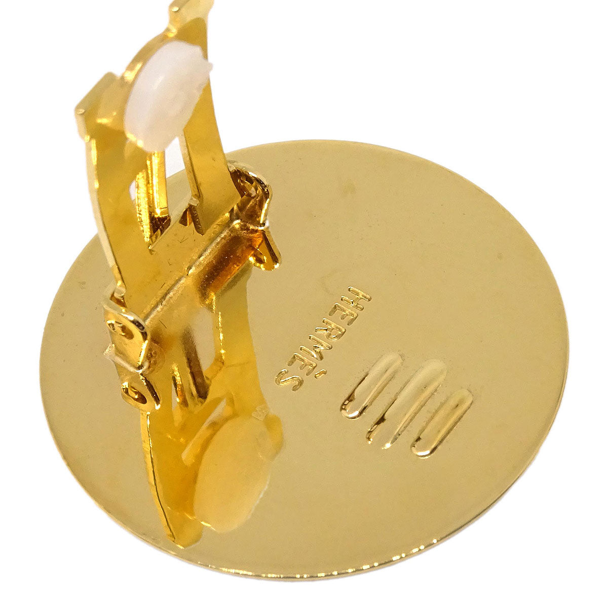 Hermes Enamel Cloisonne Ware Earrings Clip-On Gold