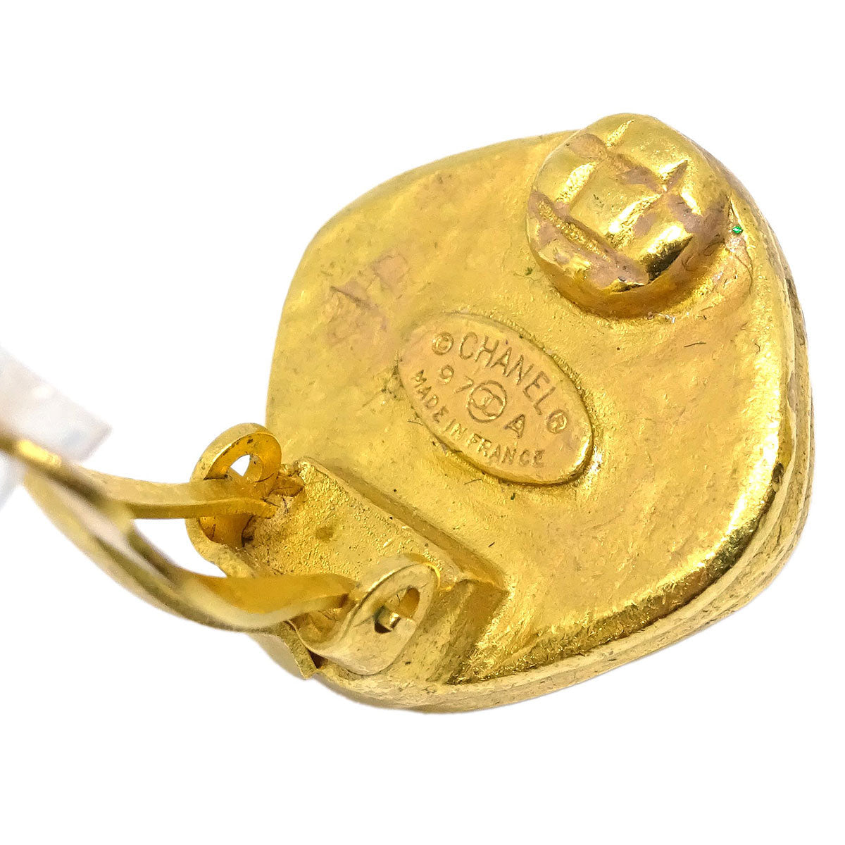 Chanel Rhombus Earrings Clip-On Gold 97A