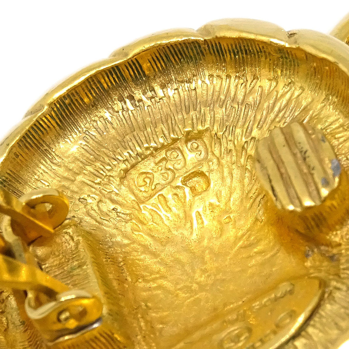 Chanel Button Earrings Clip-On Gold 2399