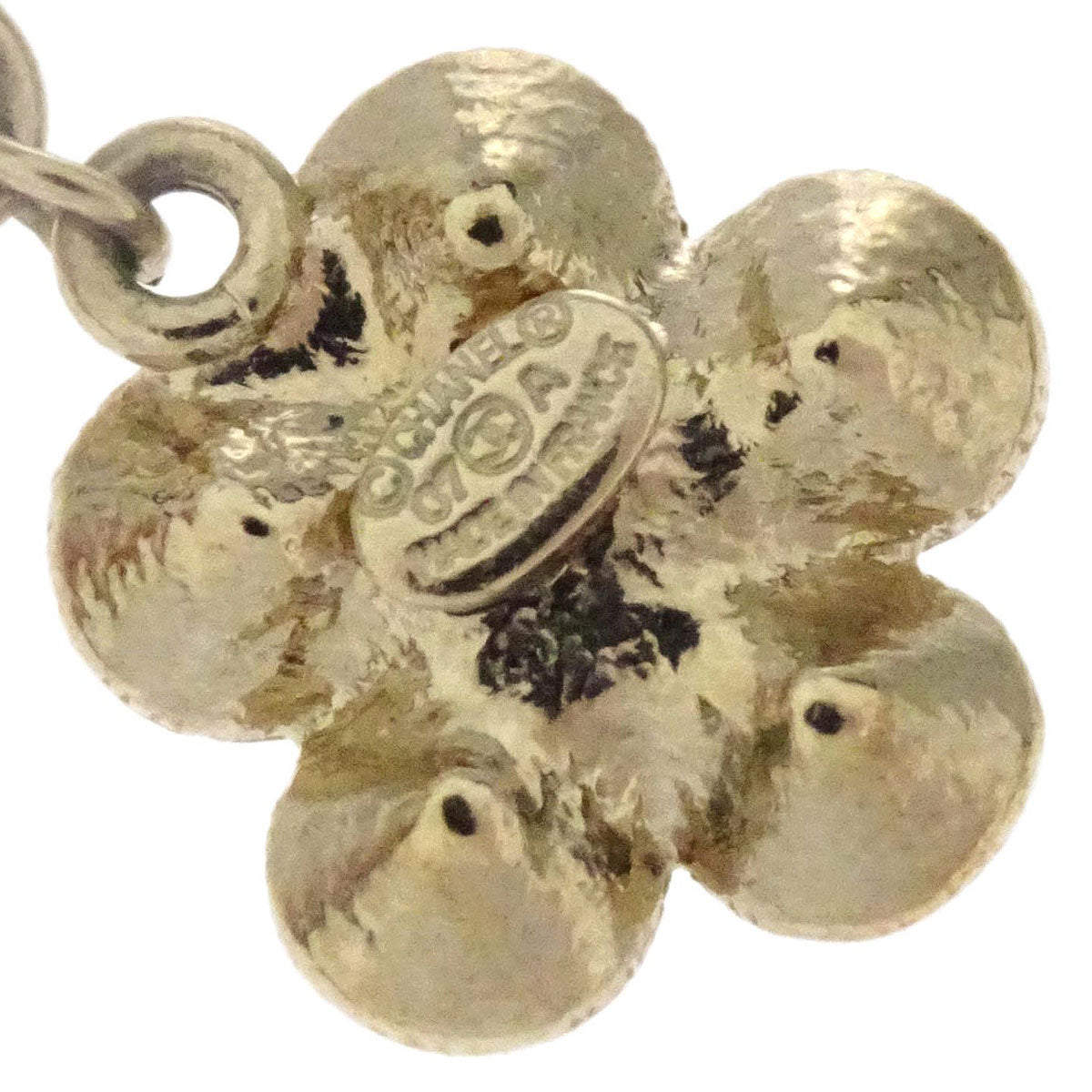 Chanel Dangle Flower Piercing Earrings Gold Rhinestone 07A